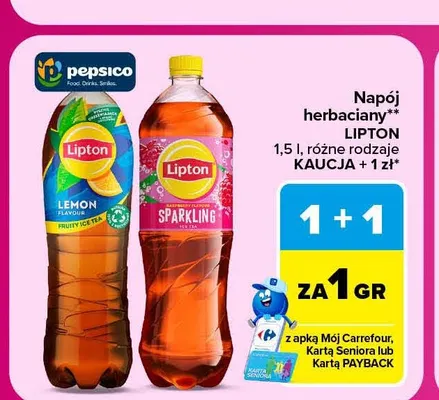 Napój herbaciany Lipton Sparkling Raspberry promocja w Carrefour Market