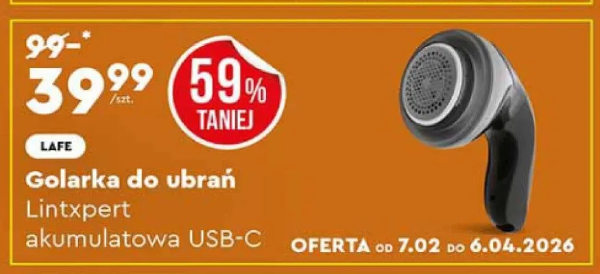 Golarka do ubrań Lintxpert akumulatorowa USB-C promocja w Biedronka