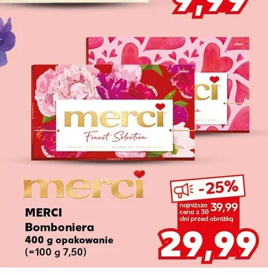 Bomboniera różowa Merci promocja w Kaufland