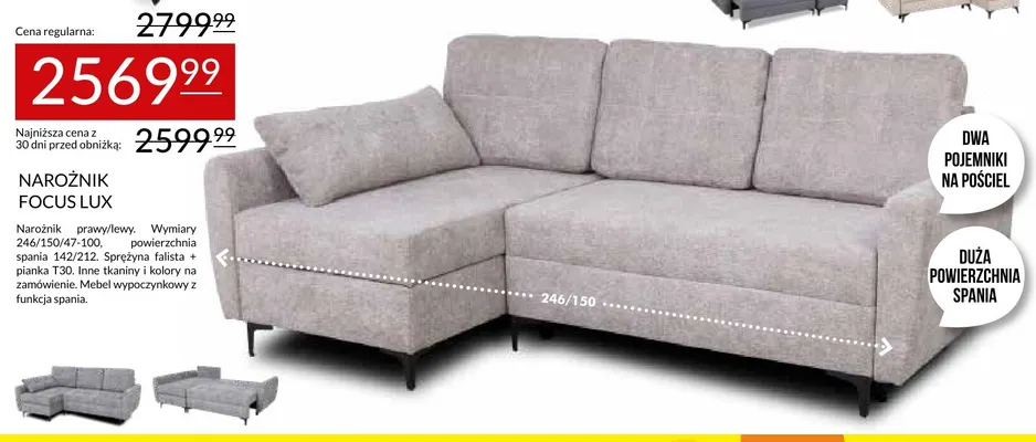 Narożnik Focus Lux promocja w Abra Meble