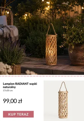 Lampion RADIANT wąski naturalny promocja w Homla