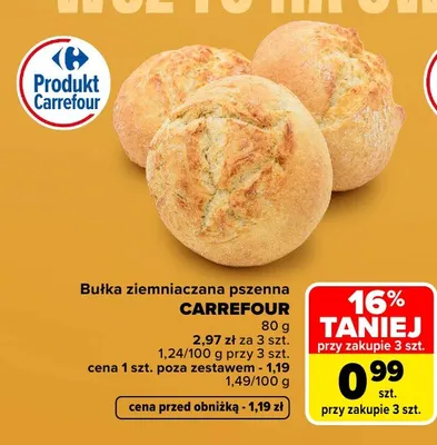 Bułka ziemniaczana pszenna Carrefour promocja w Carrefour