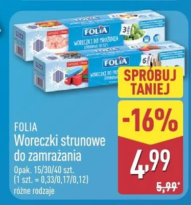 Woreczki strunowe do zamrażania promocja w Aldi