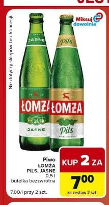 Piwo Łomża Jasne promocja w Carrefour Market