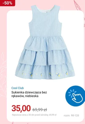 Sukienka dziewczęca bez rękawów Cool Club niebieska promocja w Smyk