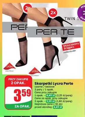 Skarpetki Lycra Perte czarne 2-pak promocja w Dino