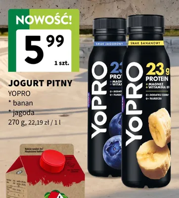 Jogurt pitny YoPro smak bananowy promocja w Intermarche