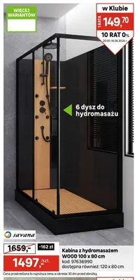 Kabina z hydromasażem WOOD 100x80cm promocja w Leroy Merlin