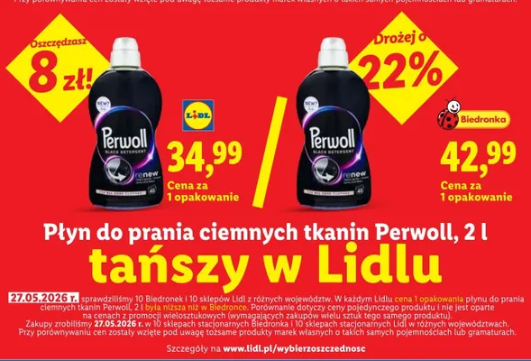 Płyn do prania ciemnych tkanin Perwoll promocja w Lidl