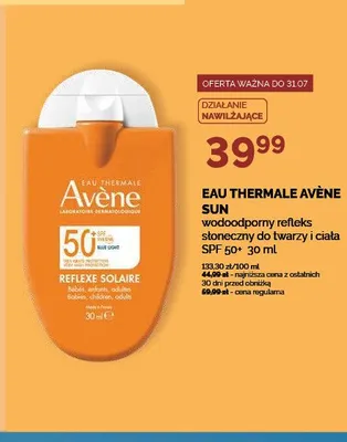 Wodoodporny refleks słoneczny do twarzy i ciała Eau Thermale Avène Sun SPF 50+ promocja w Ziko Dermo