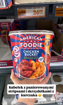 Kubełek ze stripsami i skrzydełkami z kurczaka American Foodie promocja w Biedronka