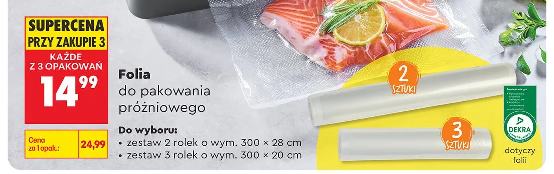 Folia do pakowania próżniowego - zestaw 3 rolek promocja w Biedronka