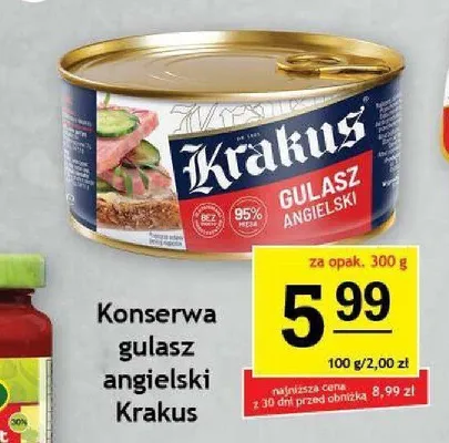 Konserwa gulasz angielski Krakus promocja w Gram Market
