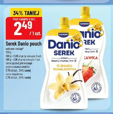 Serek homogenizowany Danio pouch o smaku waniliowym promocja w POLOmarket