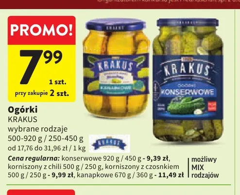 Ogórki kanapkowe Krakus promocja w Intermarche