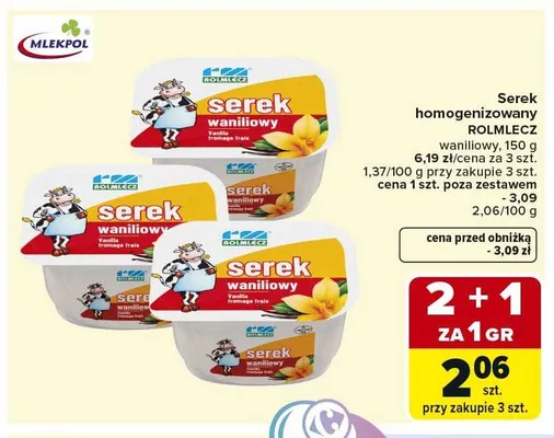 Serek homogenizowany waniliowy Rolmlecz promocja w Carrefour Market
