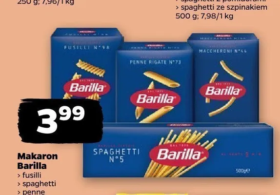 Makaron Barilla fusilli promocja w Netto
