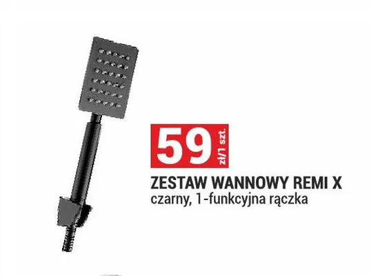 Zestaw wannowy Remi X czarny 1-funkcyjna rączka promocja w Merkury Market