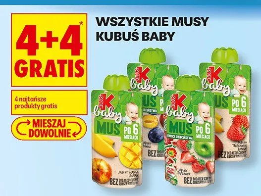 Mus owocowy Kubuś Baby jabłko truskawka banan promocja w Biedronka