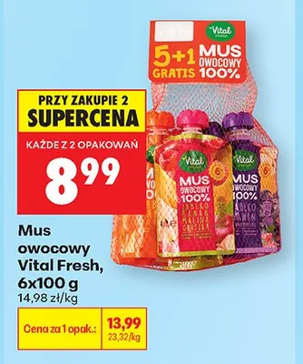 Mus owocowy Vital Fresh 6-pak 100g promocja w Biedronka