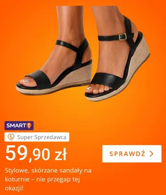 Sandały damskie skórzane na koturnie promocja w Allegro