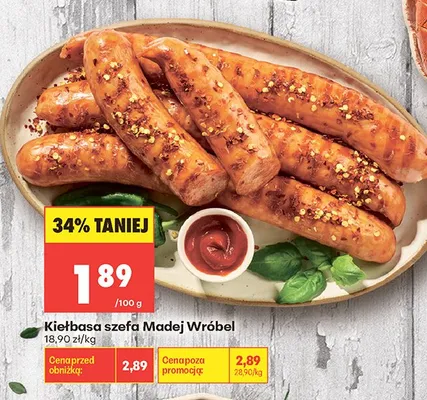 Kiełbasa szefa Madej Wróbel promocja w Biedronka