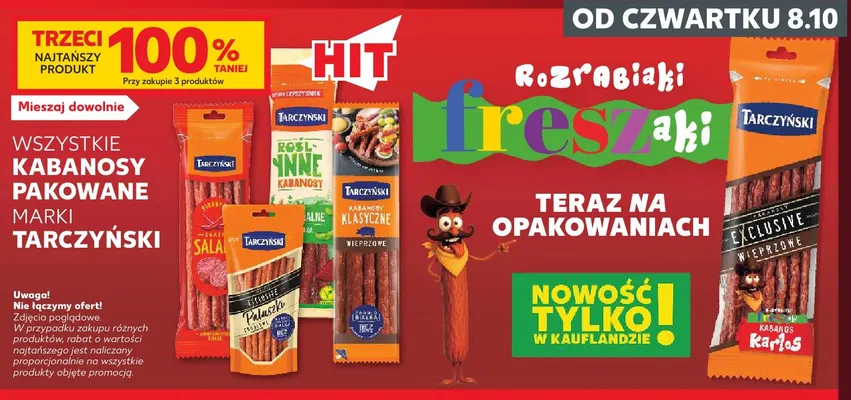 Kabanosy pakowane marki Tarczyński promocja w Kaufland