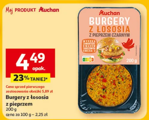 Burgery z łososia z pieprzem promocja w Auchan