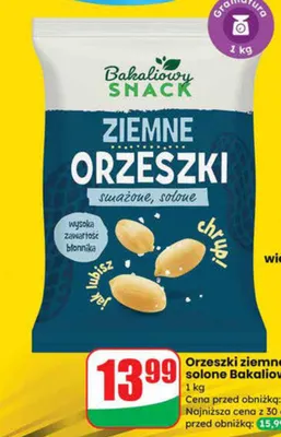 Orzeszki ziemne smażone solone promocja w Dino