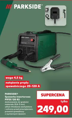 Spawarka inwertorowa PIFD5 120 B2 dostosowanie do grubości materiału (0,8-3 mm), układ chłodzenia wentylatora i ochrona przed przegrzaniem, przewód spawalniczy o długości 2 m, 3 dyszki promocja w Kaufland