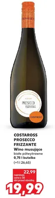 Wino musujące białe półwytrawne Costaross Prosecco Frizzante promocja w Kaufland