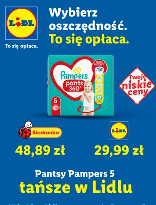 Pieluchomajtki Pampers Pants różne rodzaje promocja w Lidl