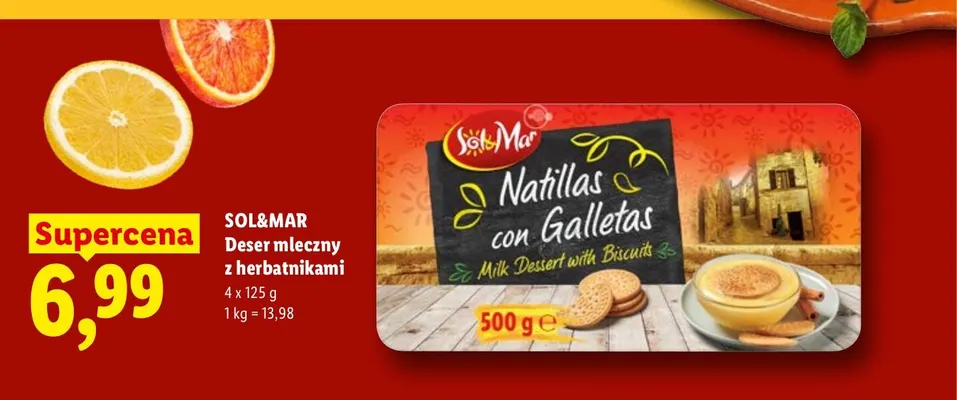 Deser mleczny z herbatnikami Sol & Mar 4-pak promocja w Lidl
