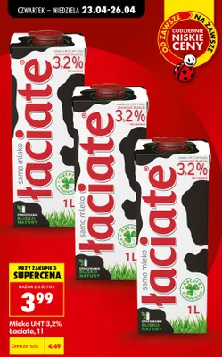 Mleko UHT 3,2% Łaciate promocja w Biedronka