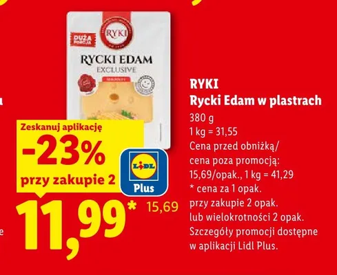 Ser Rycki Edam w plastrach Ryki promocja w Lidl