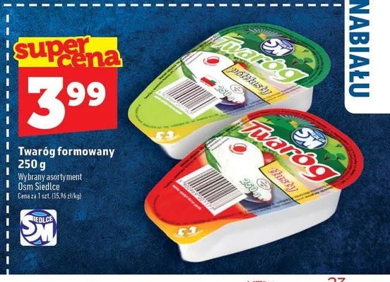 Twaróg formowany tłusty OSM Siedlce promocja w TOPAZ