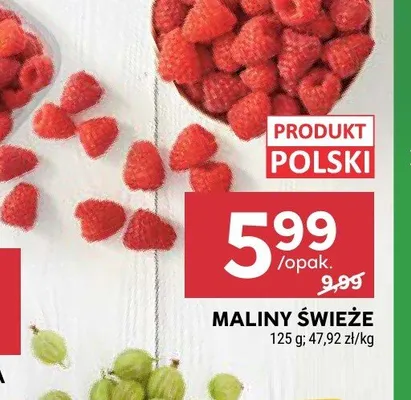 Maliny świeże polskie promocja w Stokrotka
