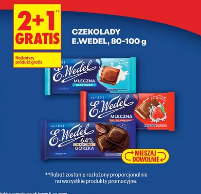 Czekolada E.Wedel 80-100 g różne rodzaje promocja w Biedronka