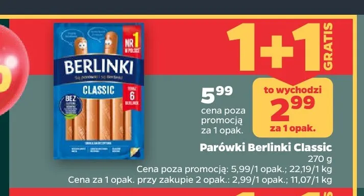 Parówki Berlinki Classic promocja w Netto
