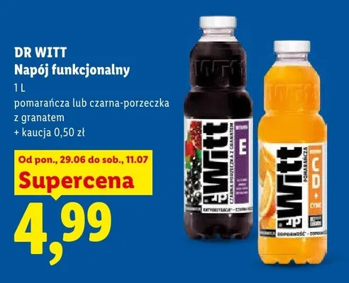 Napój funkcjonalny Dr Witt czarna porzeczka z granatem promocja w Lidl