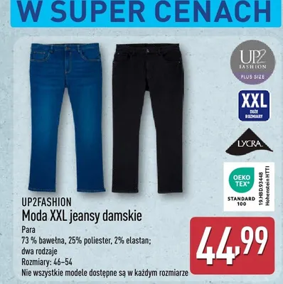 Moda XXL jeansy damskie promocja w Aldi