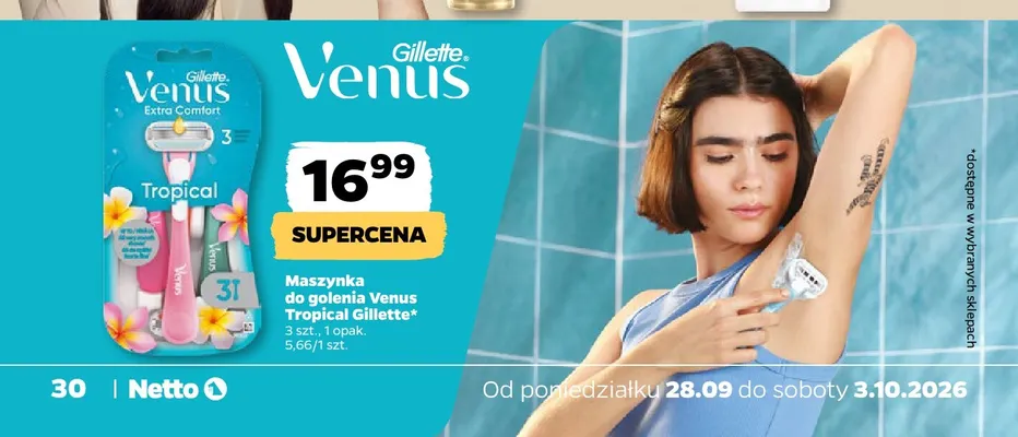 Maszynka do golenia Venus Tropical Gillette 3-pak promocja w Netto