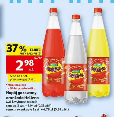 Napój gazowany oranżada biała Hellena promocja w Auchan