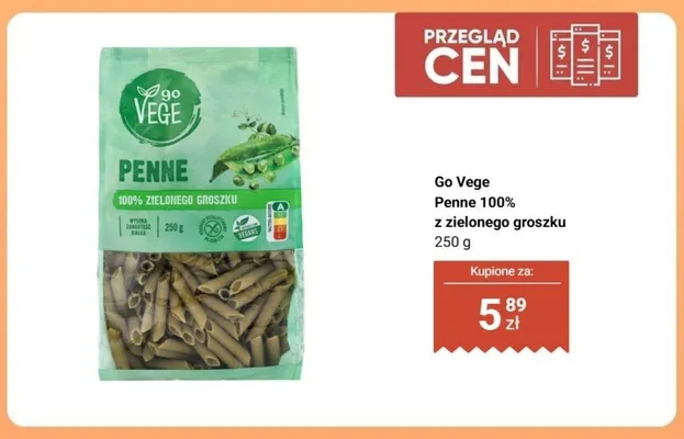 Makaron penne z zielonego groszku Go Vege promocja w Biedronka