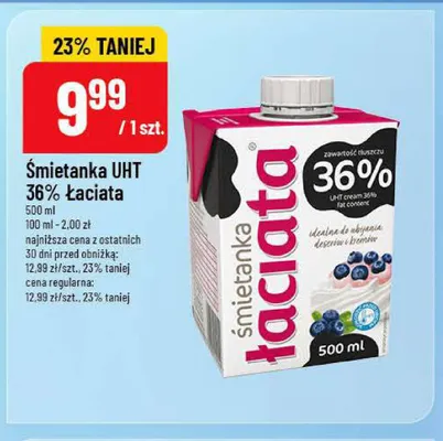 Śmietanka UHT 36% Łaciata promocja w POLOmarket