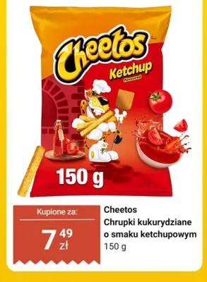 Chrupki kukurydziane o smaku ketchupowym Cheetos promocja w Dino