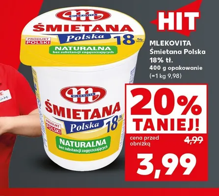 Śmietana Polska Mlekovita 18% promocja w Kaufland