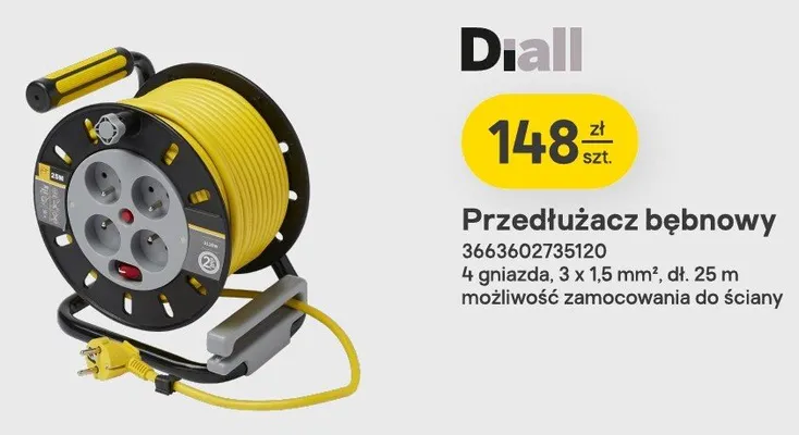 Przedłużacz bębnowy Diall promocja w Castorama