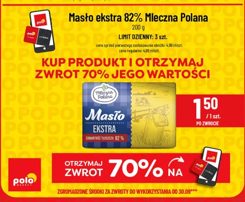 Masło ekstra Mleczna Polana 82% promocja w POLOmarket