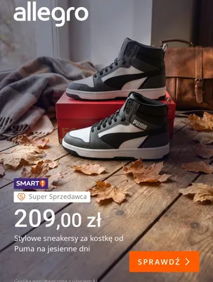 Stylowe sneakersy za kostkę Puma promocja w Allegro